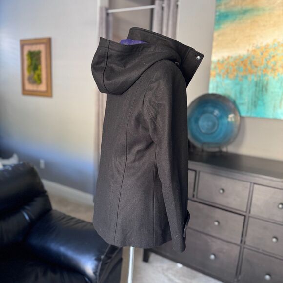 Calvin Klein Women’s Black Wool-Blend Coat (55% Wool)Mid-Length Purple Lining 10 - Picture 2 of 14